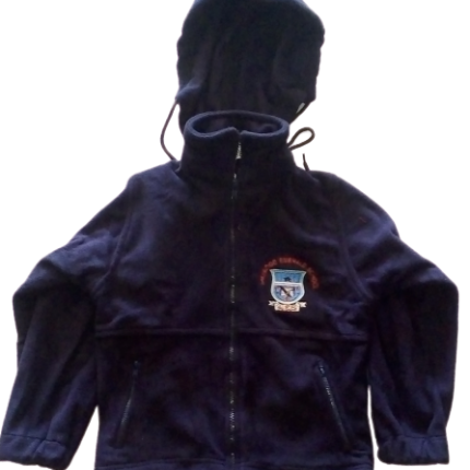 Navy blue fleece jacket with logo (Lakewood Emerald school)