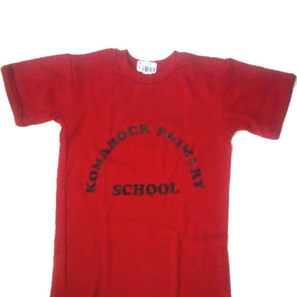 red tshirt with logo (Komarock Primary school-Nairobi)