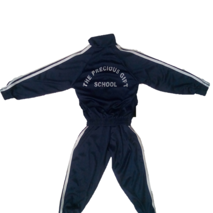 Navy Blue, white bordered tracksuit with logo (Precious Gift School Nairobi)
