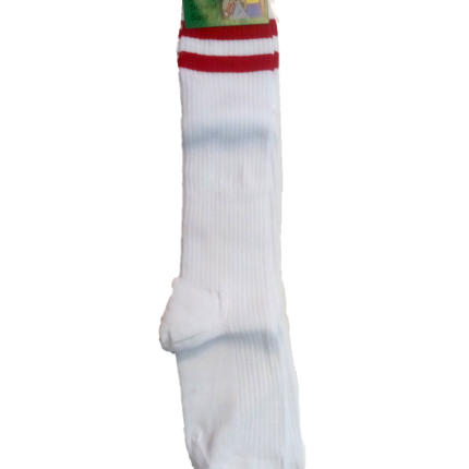 White & red striped socks