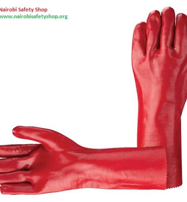 Red Pvc Gloves With Polyester Lining
