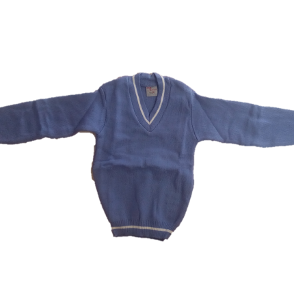 Sky blue white striped plain sweater