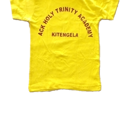 Yellow Cotton tshirt with ACK Holy Trinity School logo