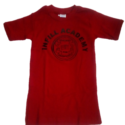 Red t-shirt with logo (Infill Academy)