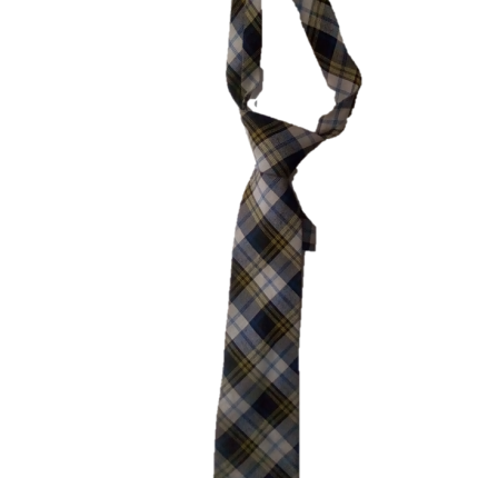 Navy blue and yellow Bedi-checked tie