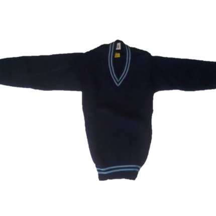 Navy blue plain sweater with sky blue borders