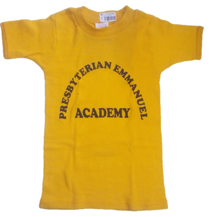 Yellow T-shirt with logo (PCEA Kayole school Nairobi)