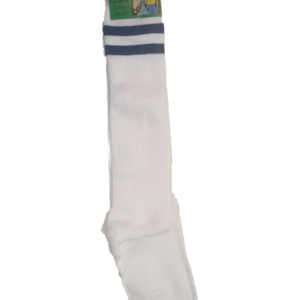 White & navy blue striped socks