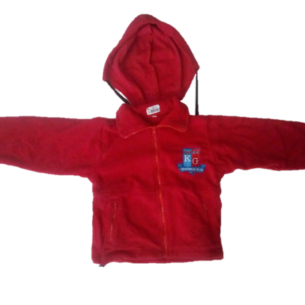 Red fleece jacket with logo (Kindergate Academy)