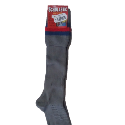 Grey, Navy blue and red lines socks