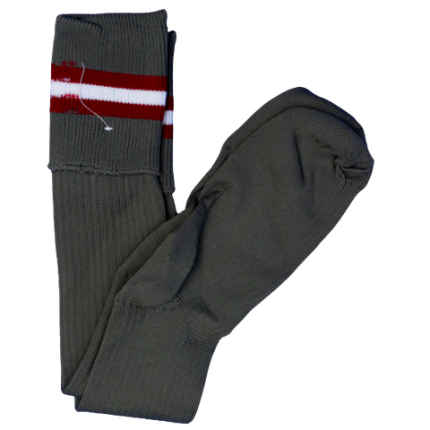 Grey with maroon and white stripes