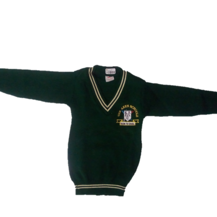 Green & cream yellow striped Sweater with logo (Keen School)