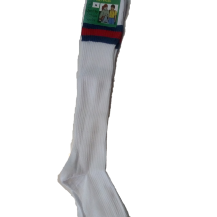 White, Navy blue and red striped socks