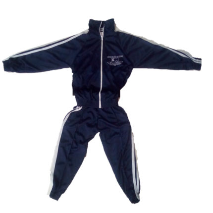 Navy blue white striped tracksuit with logo (Kindergate Academy)