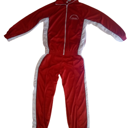Red and white striped tracksuit with logo (Lakewood emerald)